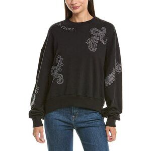 NWT $395 Cinq à Sept Mini Brandy Paisley Heatset Sweatshirt Black Size Medium